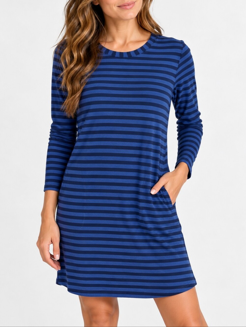 JANE AND DELANCEY | Womenβs Blue & Black Striped Shirt Dress Size Small